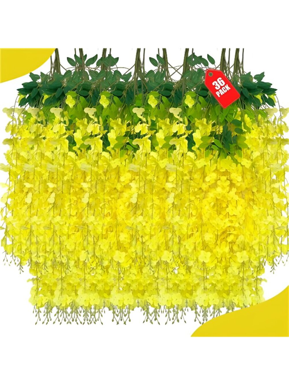 36 Pack Yellow Wisteria Hanging Flowers, 3.44 Ft Fake Hanging Flowers,